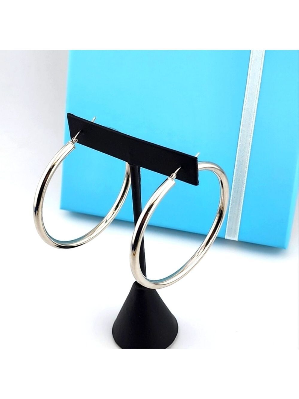 Elegant Silver Hoop Earrings Stamped 925